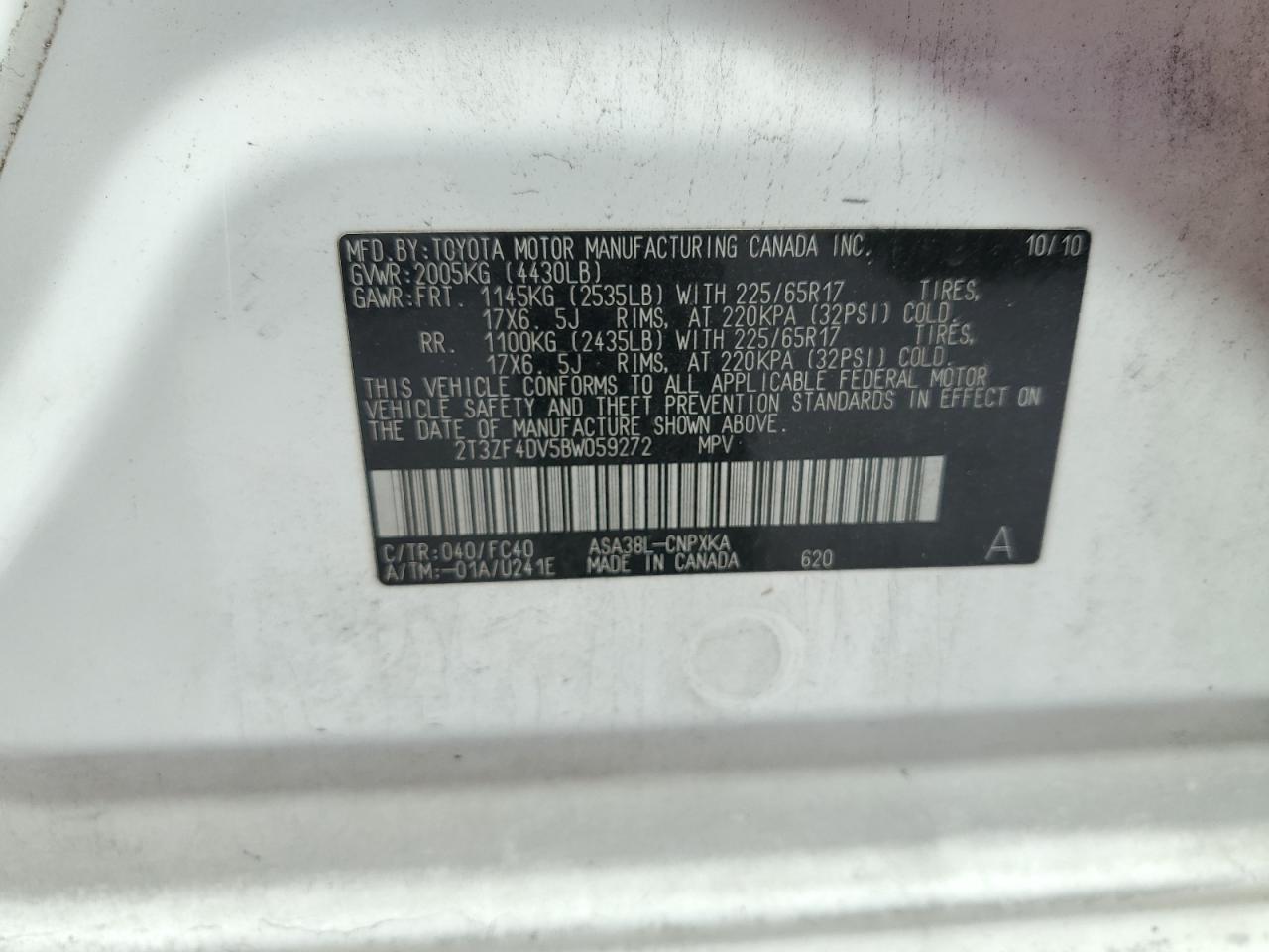 2011 Toyota Rav4 VIN: 2T3ZF4DV5BW059272 Lot: 82416215