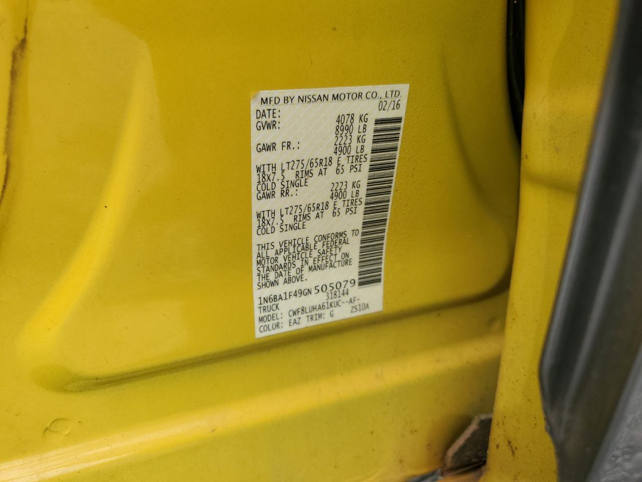 2016 Nissan Titan Xd Sl VIN: 1N6BA1F49GN505079 Lot: 82262865