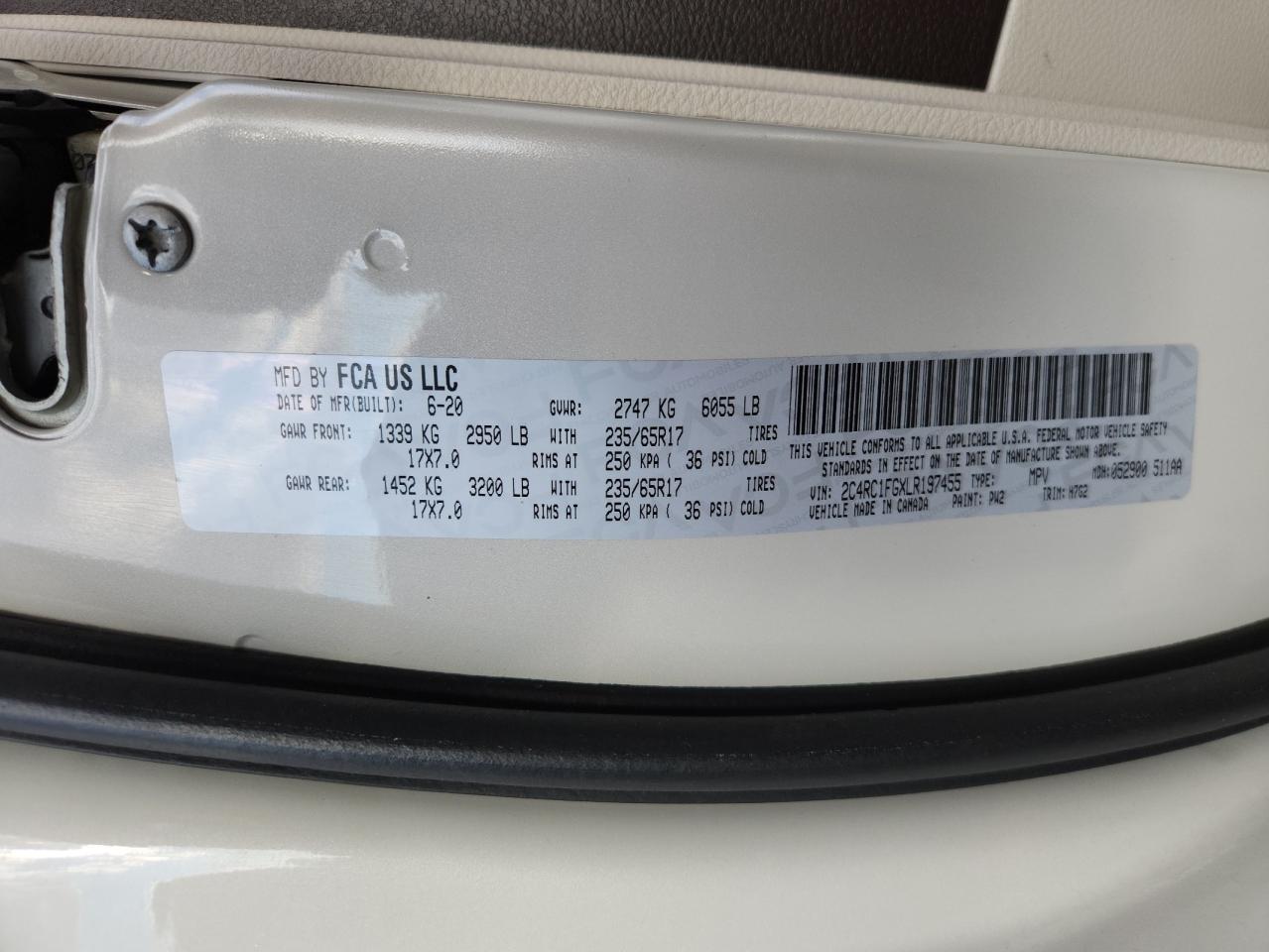 2020 Chrysler Pacifica Touring VIN: 2C4RC1FGXLR197455 Lot: 89718005