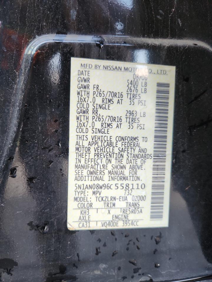 2006 Nissan Xterra Off Road VIN: 5N1AN08W96C558110 Lot: 85552915