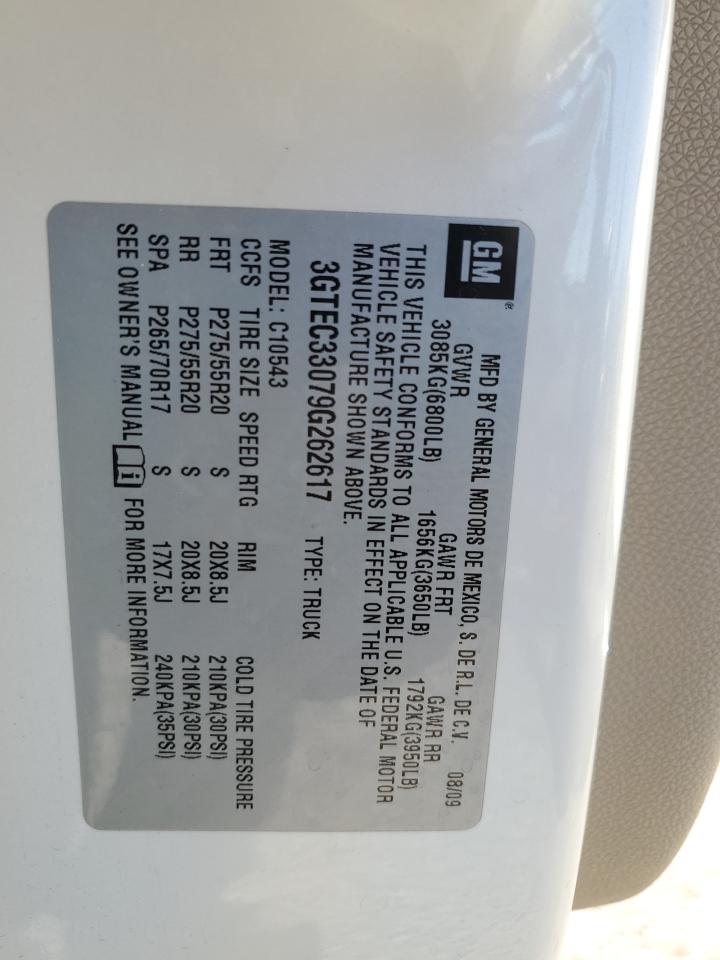 2009 GMC Sierra C1500 Slt VIN: 3GTEC33079G262617 Lot: 85559455