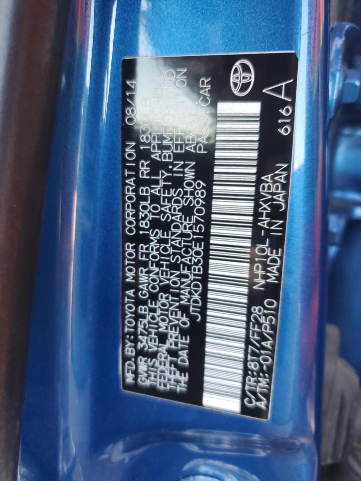 2014 Toyota Prius C VIN: JTDKDTB30E1570989 Lot: 90507025