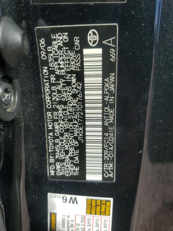 2007 Toyota Scion Tc VIN: JTKDE177270176742 Lot: 85877625