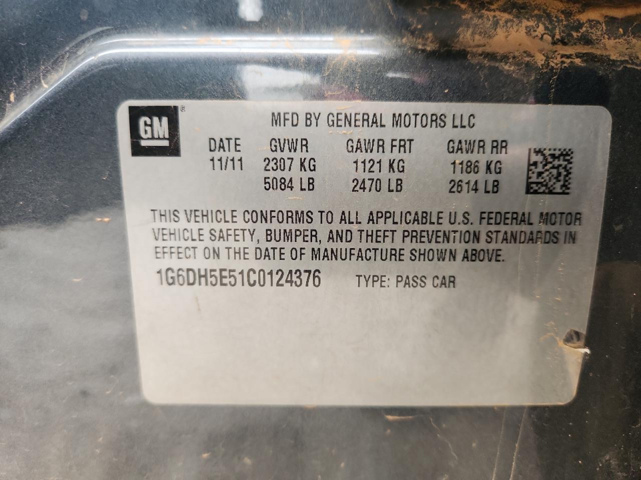 2012 Cadillac Cts Luxury Collection VIN: 1G6DH5E51C0124376 Lot: 90433455