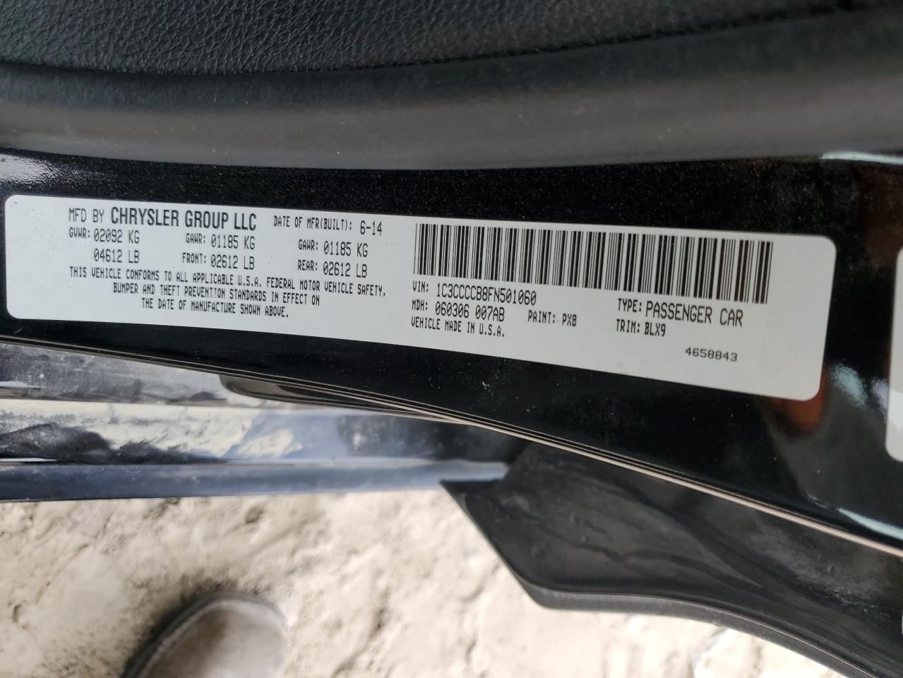 2015 Chrysler 200 C VIN: 1C3CCCCB8FN501060 Lot: 84948155