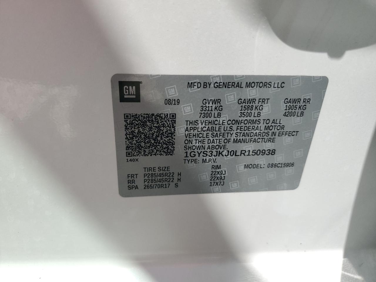 2020 Cadillac Escalade Esv Premium Luxury VIN: 1GYS3JKJ0LR150938 Lot: 84378545