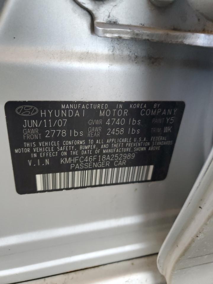 2008 Hyundai Azera Se VIN: KMHFC46F18A252989 Lot: 85745945