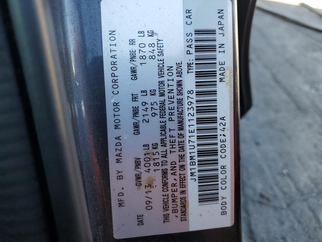 2014 Mazda 3 Sport VIN: JM1BM1U71E1123978 Lot: 84646565