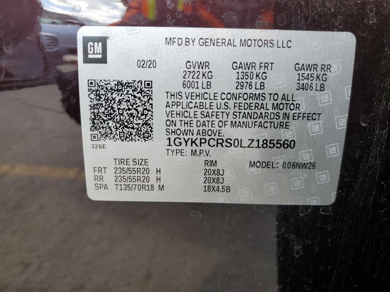 2020 Cadillac Xt6 Premium Luxury VIN: 1GYKPCRS0LZ185560 Lot: 89695285