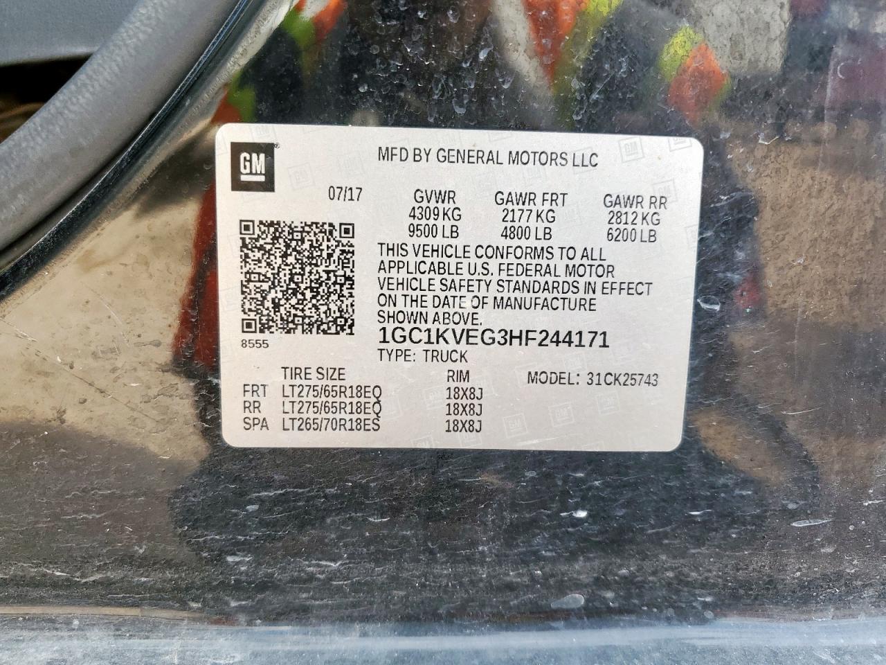 2017 Chevrolet Silverado K2500 Heavy Duty Lt VIN: 1GC1KVEG3HF244171 Lot: 84920765