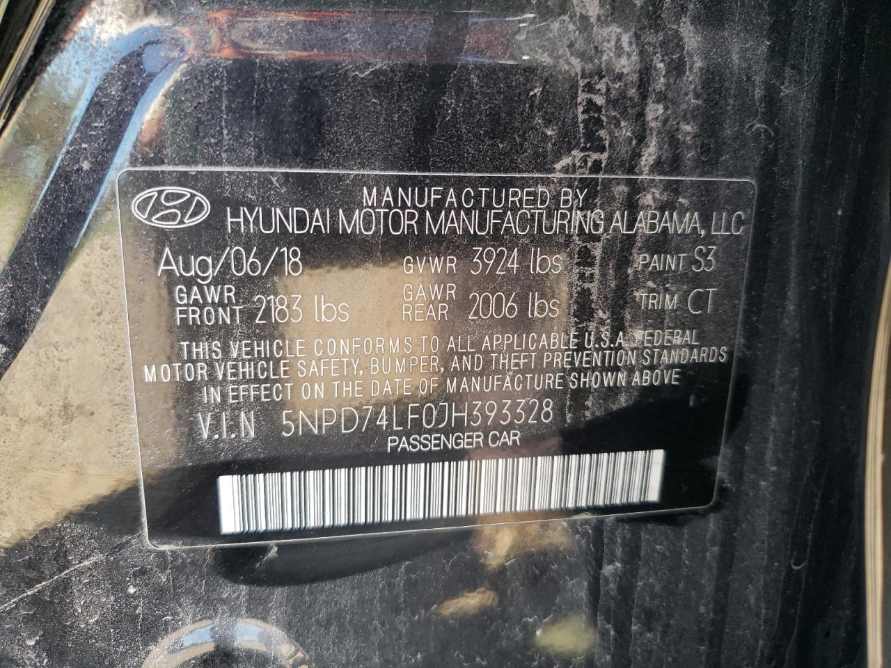 2018 Hyundai Elantra Se VIN: 5NPD74LF0JH393328 Lot: 82398555