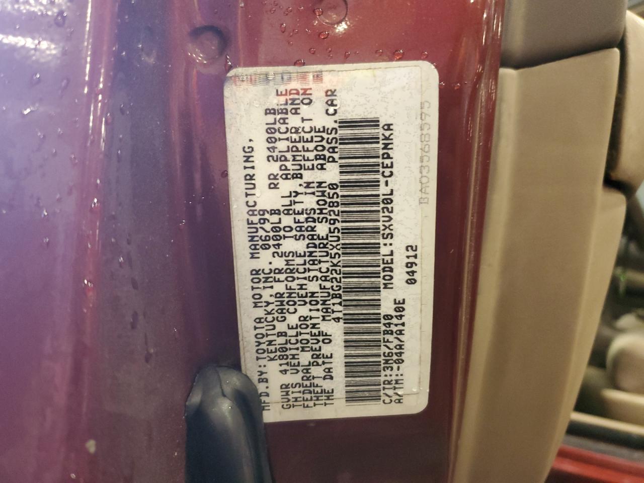 1999 Toyota Camry Ce VIN: 4T1BG22K5XU592850 Lot: 86079665