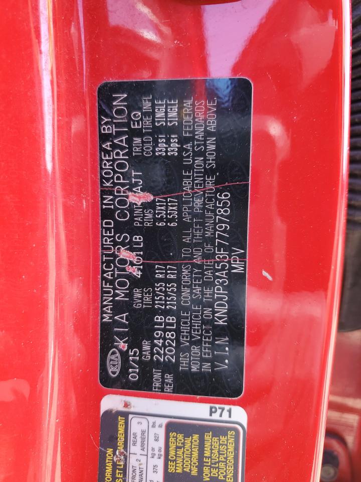 2015 Kia Soul + VIN: KNDJP3A53F7797856 Lot: 84448015