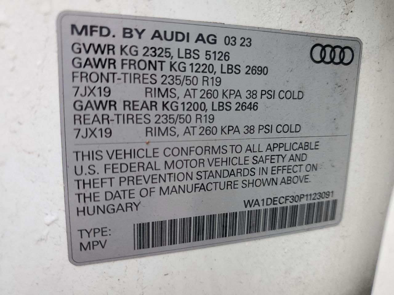 2023 Audi Q3 Premium S Line 45 VIN: WA1BNAFY2J2217997 Lot: 90890835