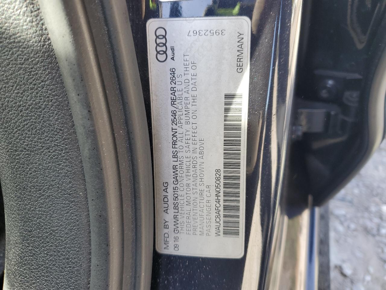 2017 Audi A6 Premium VIN: WAUC8AFC4HN050828 Lot: 82673875