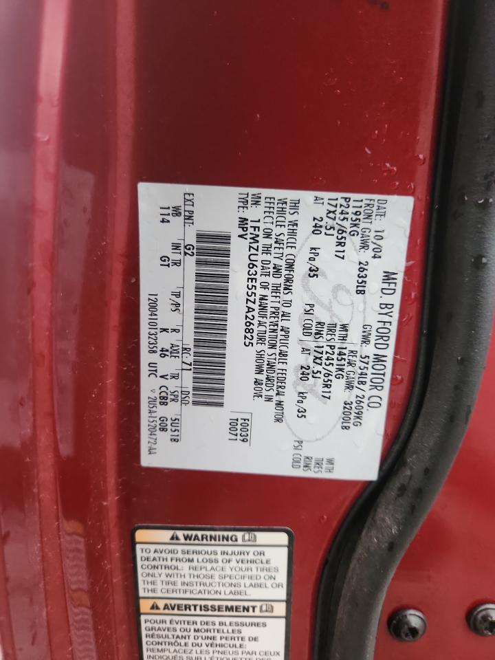 2005 Ford Explorer Xlt VIN: 1FMZU63E55ZA26825 Lot: 87486365