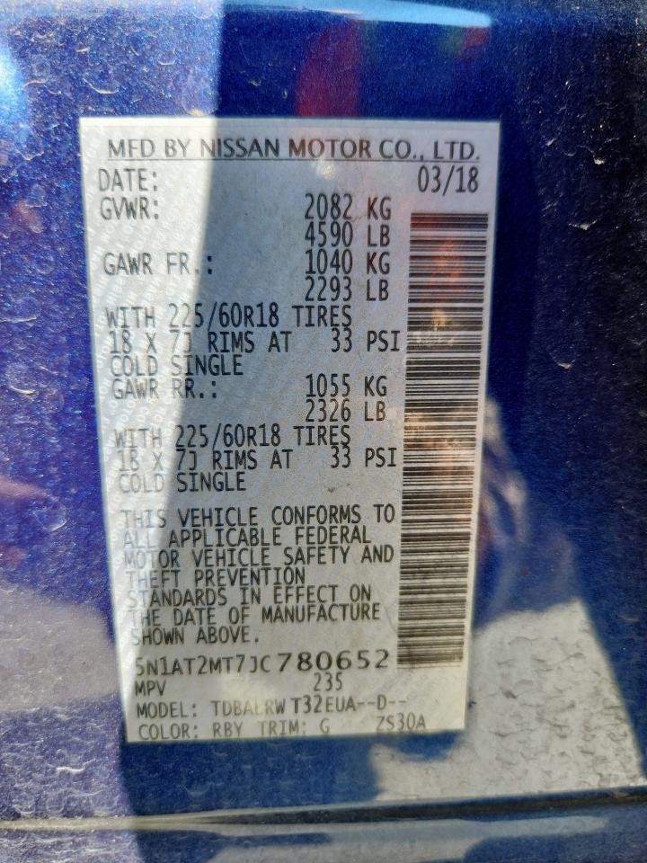 2018 Nissan Rogue S VIN: 5N1AT2MT7JC780652 Lot: 82411865