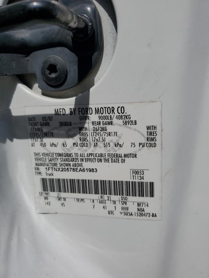 2008 Ford F250 Super Duty VIN: 1FTNX20578EA61983 Lot: 80850695