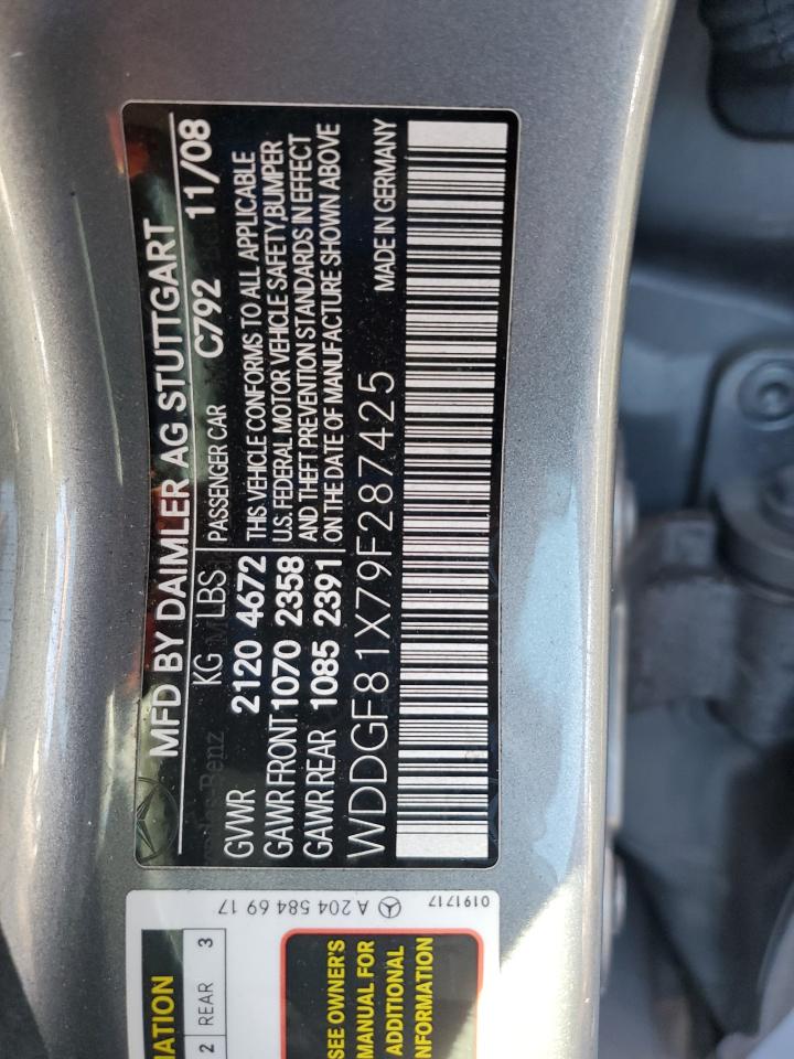 2009 Mercedes-Benz C 300 4Matic VIN: WDDGF81X79F287425 Lot: 82448435