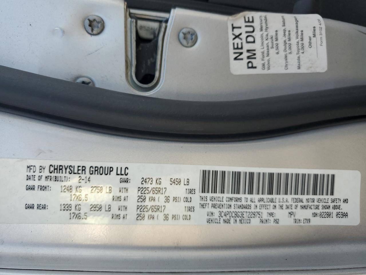 2014 Dodge Journey Sxt VIN: 3C4PDCBG3ET229751 Lot: 82581895