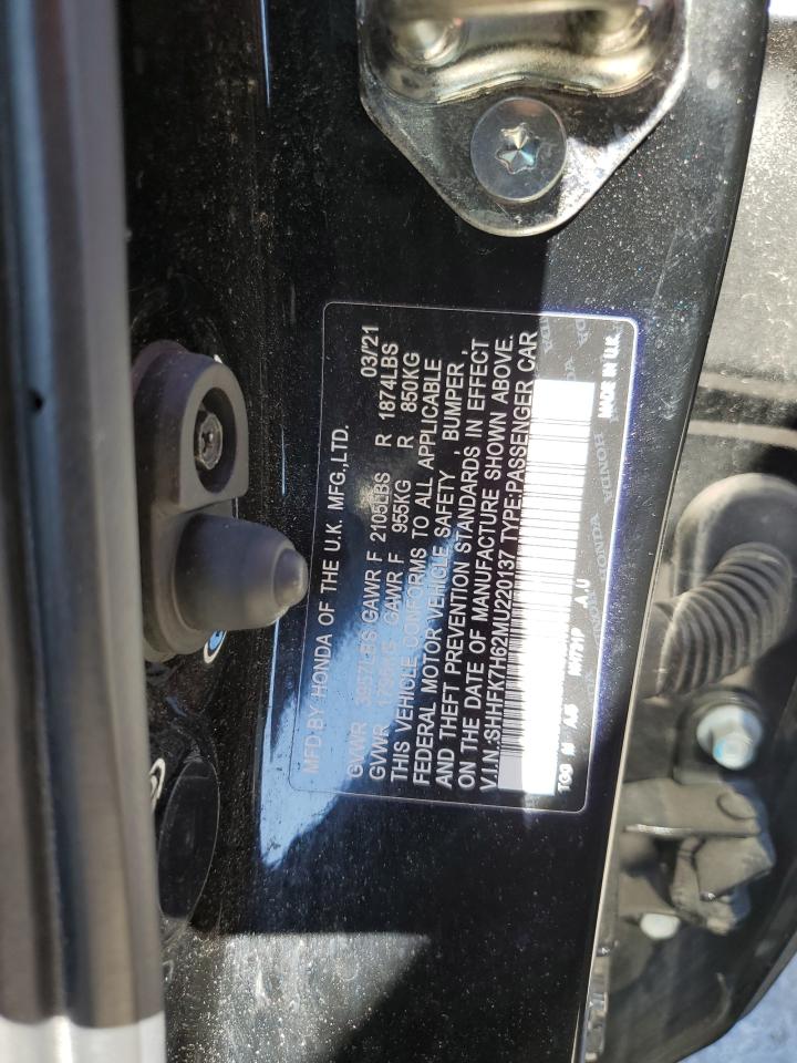 2021 Honda Civic Ex VIN: SHHFK7H62MU220137 Lot: 86167035