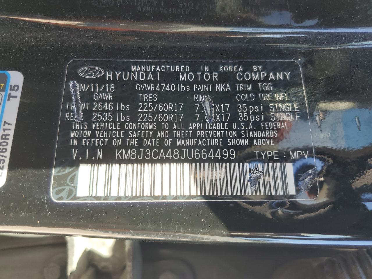 2018 Hyundai Tucson Sel VIN: KM8J3CA48JU664499 Lot: 84256555