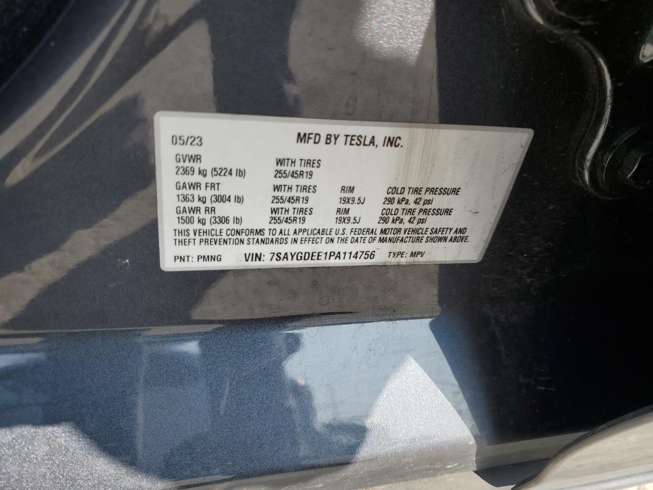 2023 Tesla Model Y VIN: 7SAYGDEE1PA114756 Lot: 89932215