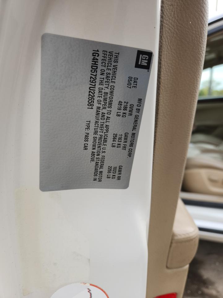 2007 Buic Uk VIN: 1G4HD57297U226581 Lot: 87249465