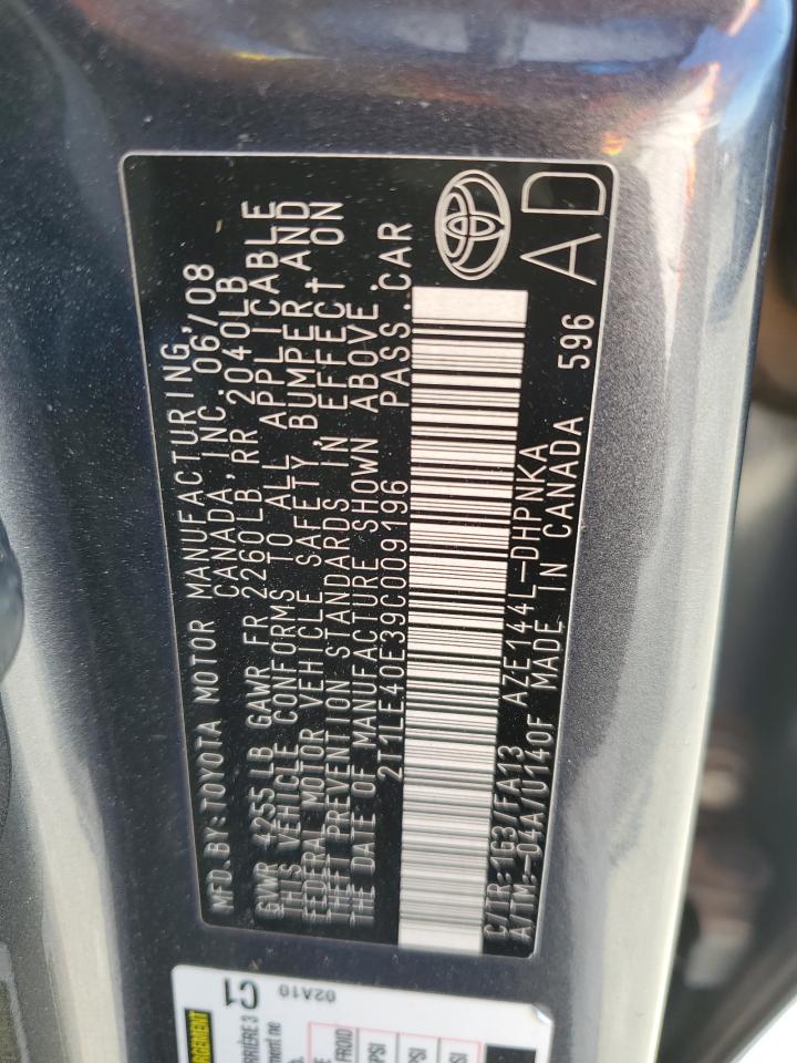 2009 Toyota Corolla Matrix S VIN: 2T1LE40E39C009196 Lot: 82723215