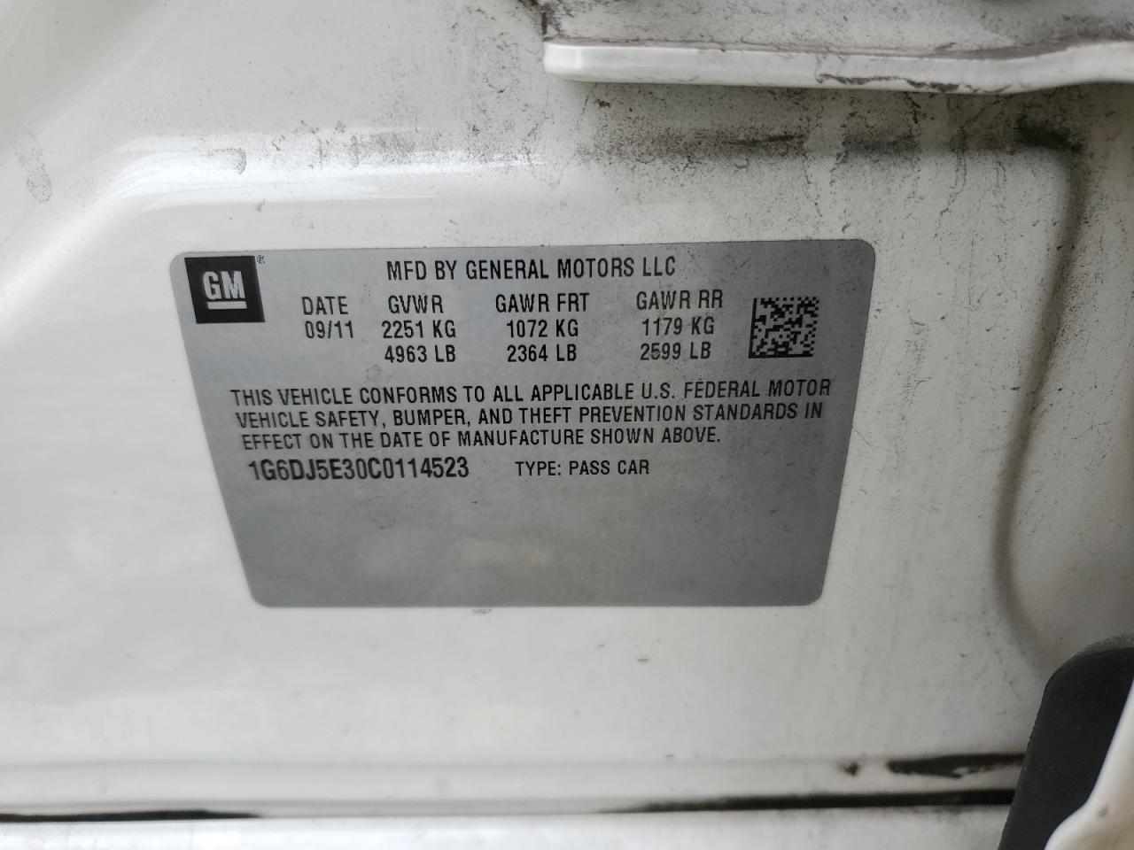 2012 Cadillac Cts VIN: 1G6DJ5E30C0114523 Lot: 82459475