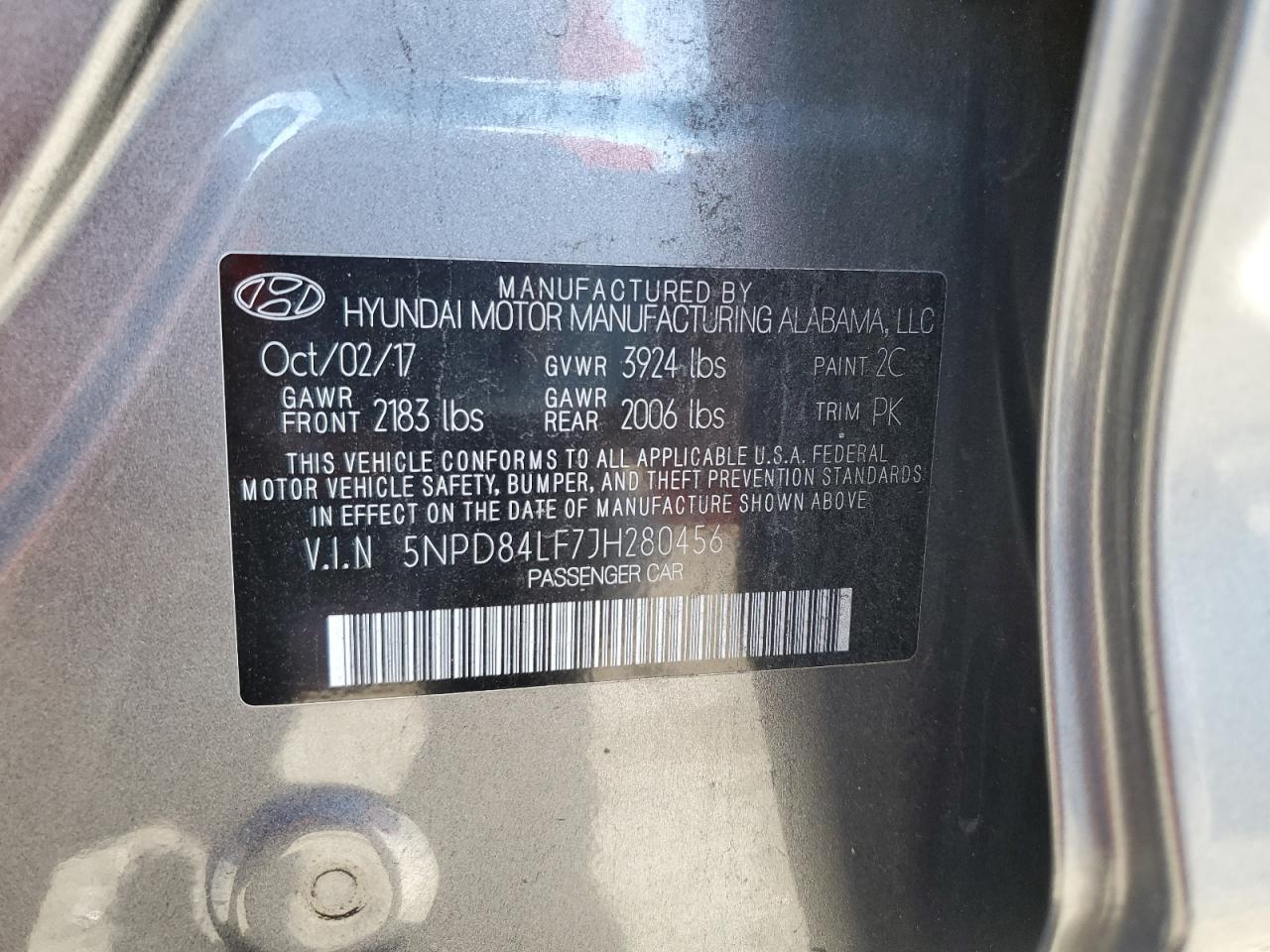 2018 Hyundai Elantra Sel VIN: 5NPD84LF7JH280456 Lot: 86670815