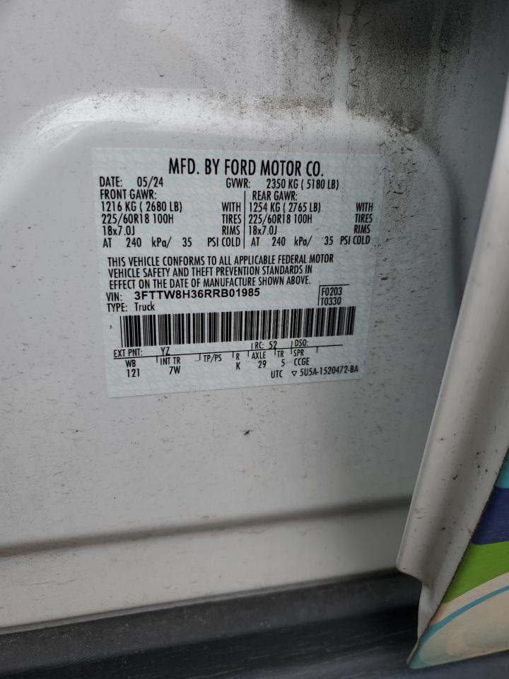 2024 Ford Maverick Xlt VIN: 3FTTW8H36RRB01985 Lot: 86069885