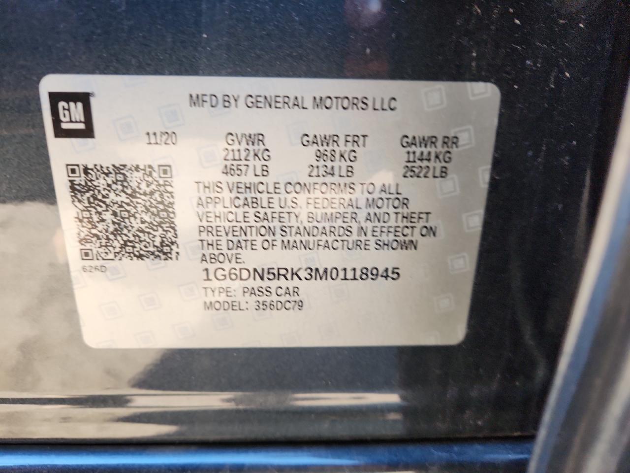 2021 Cadillac Ct5 Premium Luxury VIN: 1G6DN5RK3M0118945 Lot: 86658205