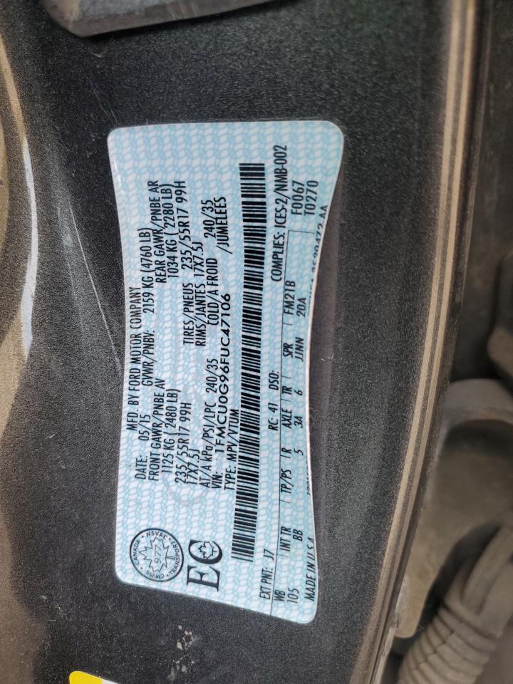 2015 Ford Escape Se VIN: 1FMCU0G96FUC47106 Lot: 81920235