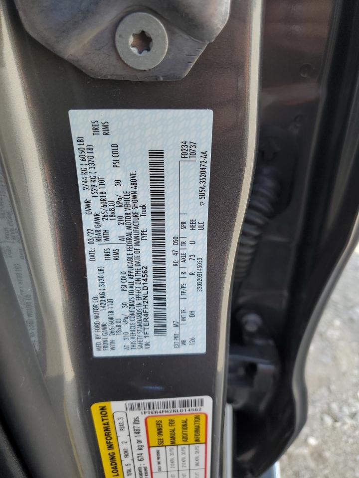 2022 Ford Ranger Xl VIN: 1FTER4FH2NLD14562 Lot: 81957475