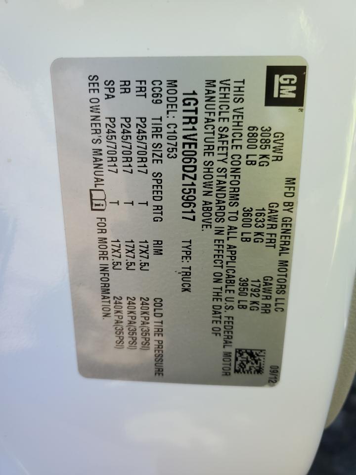 2013 GMC Sierra C1500 Sle VIN: 1GTR1VE06DZ159617 Lot: 86849515