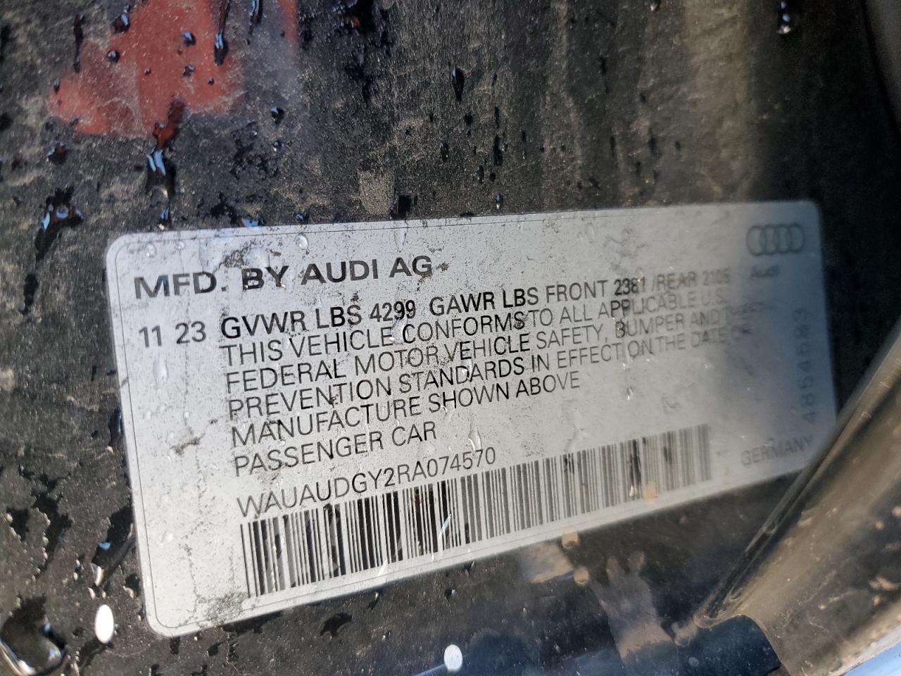 2024 Audi A3 Premium VIN: WAUAUDGY2RA074570 Lot: 89874535