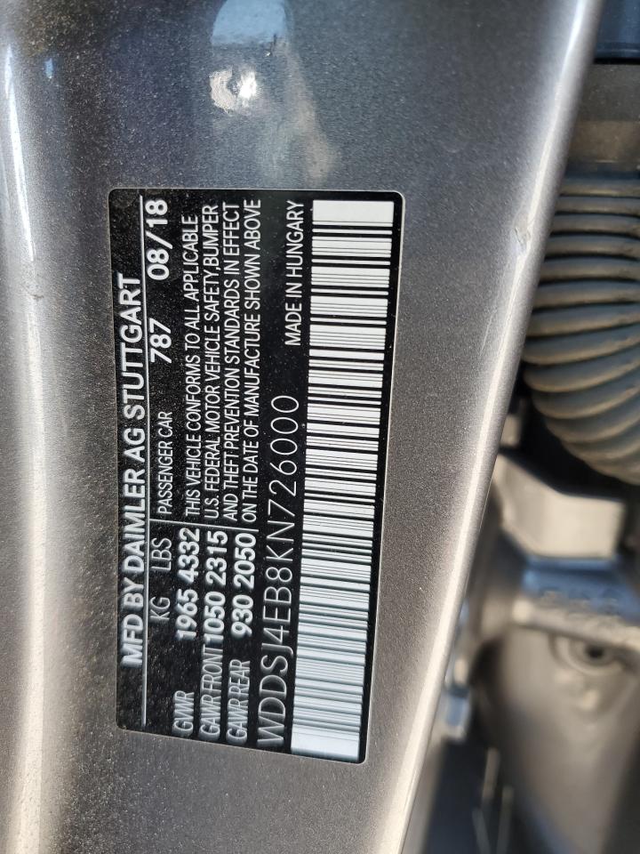 2019 Mercedes-Benz Cla 250 VIN: WDDSJ4EB8KN726000 Lot: 86689055