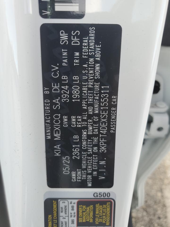 2025 Kia K4 Lx VIN: 3KPFT4DEXSE155311 Lot: 85840975