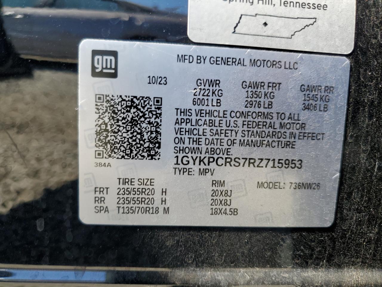 2024 Cadillac Xt6 Premium Luxury VIN: 1GYKPCRS7RZ715953 Lot: 84412685