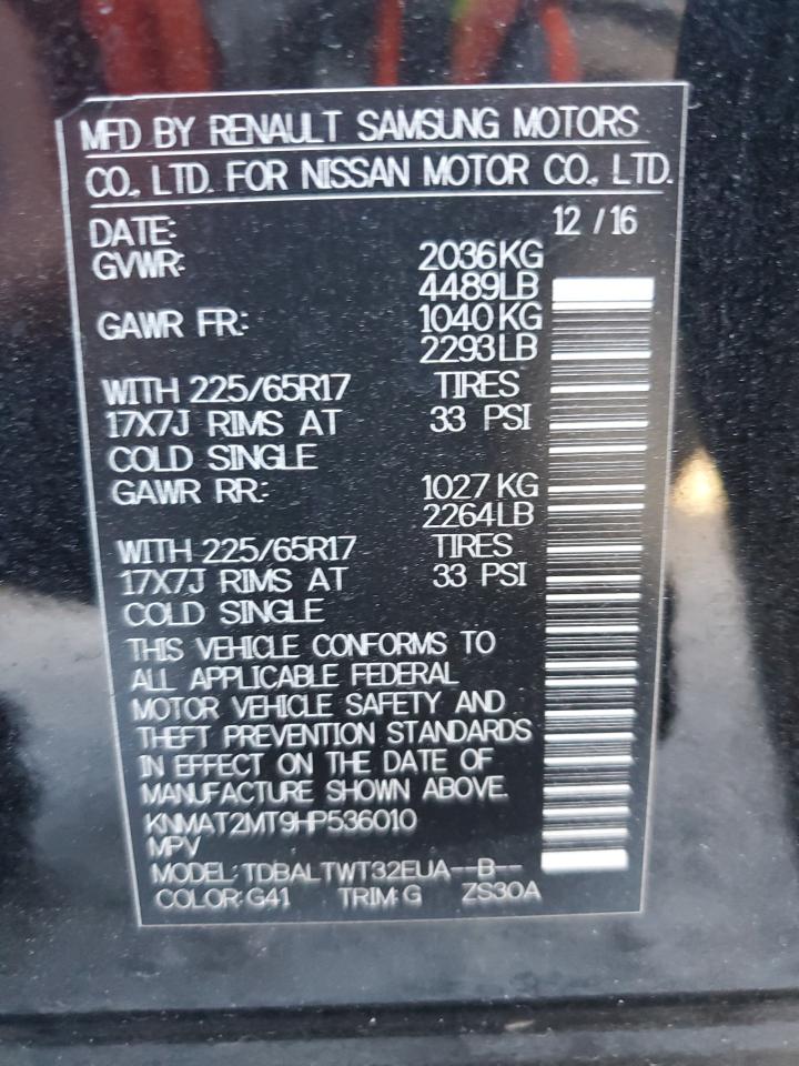 2017 Nissan Rogue S VIN: KNMAT2MT9HP536010 Lot: 85567125