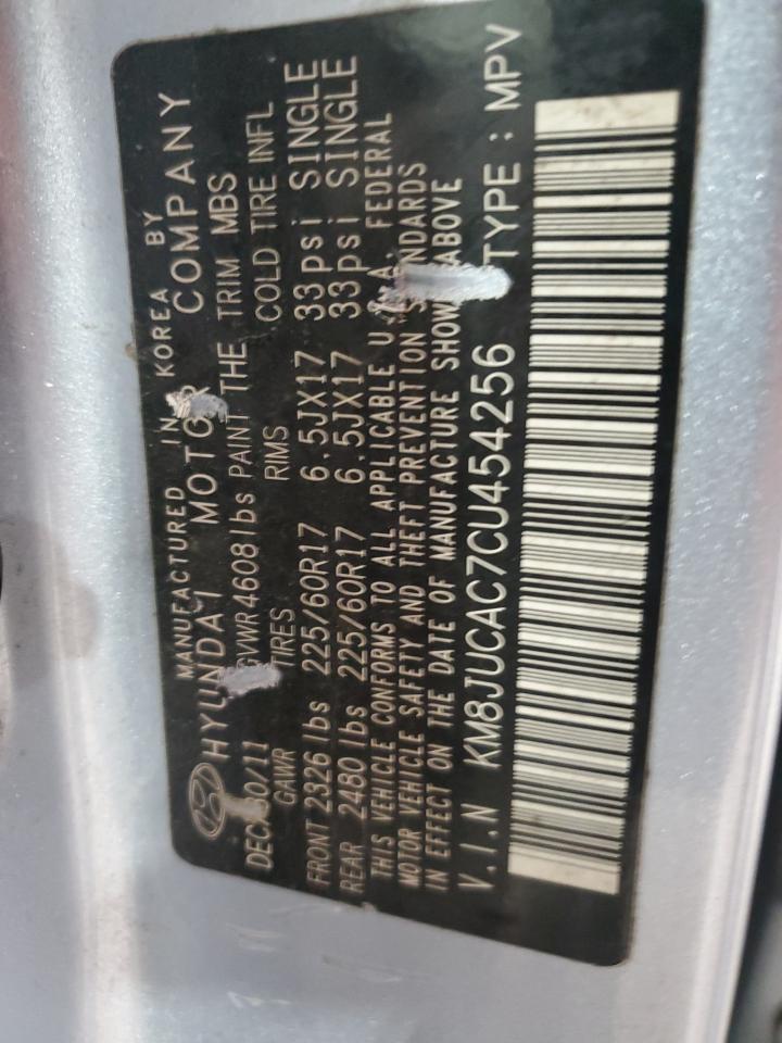 2012 Hyundai Tucson Gls VIN: KM8JUCAC7CU454256 Lot: 85547515