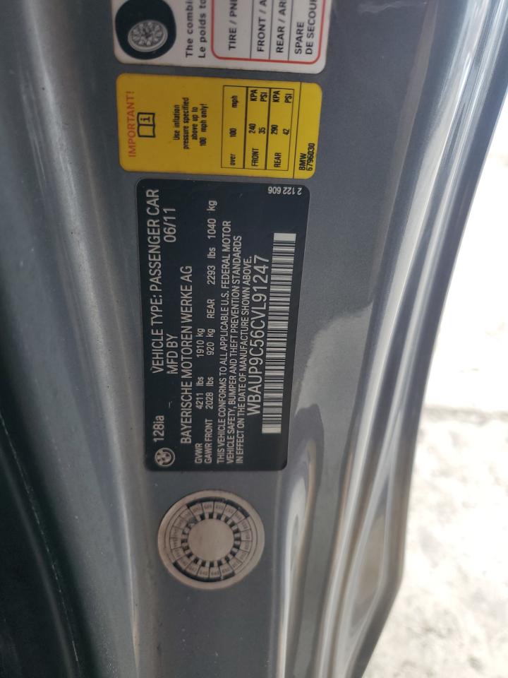 2012 BMW 128 I VIN: WBAUP9C56CVL91247 Lot: 82403225