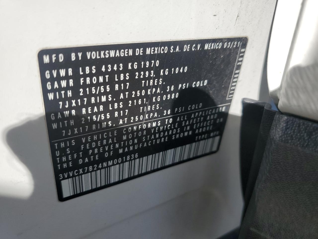 2022 Volkswagen Taos S VIN: 3VVCX7B24NM001836 Lot: 82389115