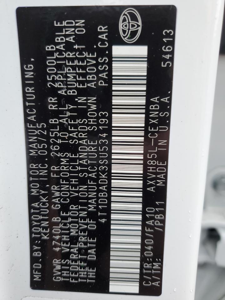 2025 Toyota Camry Xse VIN: 4T1DBADK3SU534193 Lot: 82448685