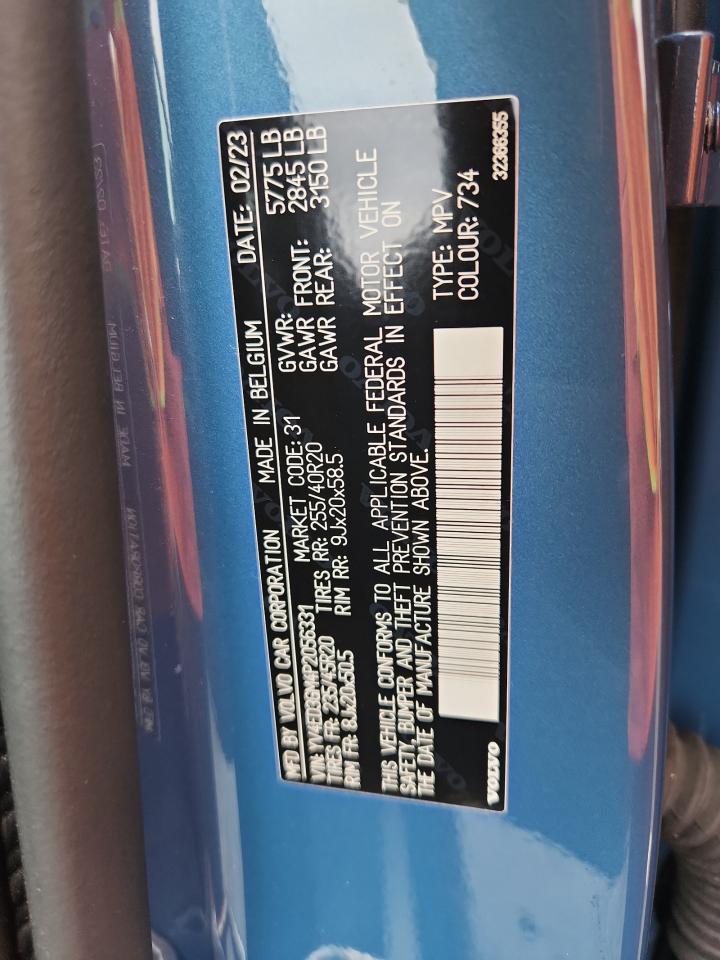 2023 Volvo C40 Recharge Ultimate VIN: YV4ED3GM4P2056331 Lot: 84066655
