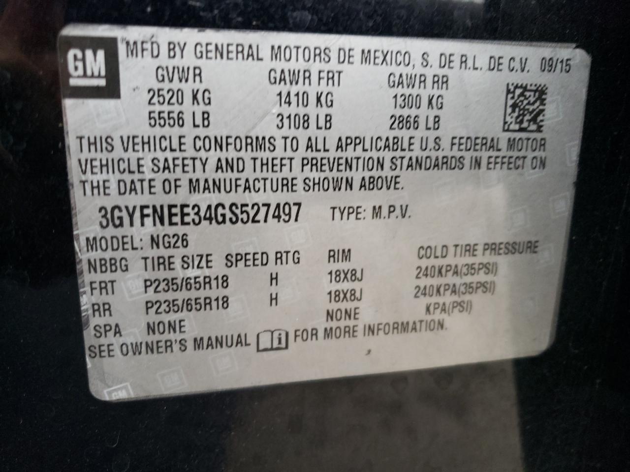 2016 Cadillac Srx Luxury Collection VIN: 3GYFNEE34GS527497 Lot: 85164295