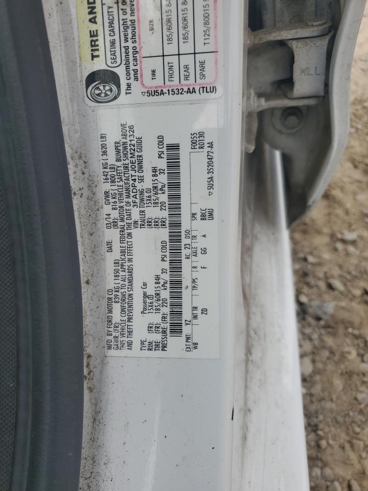 2014 Ford Fiesta S VIN: 3FADP4TJ0EM221326 Lot: 82713995