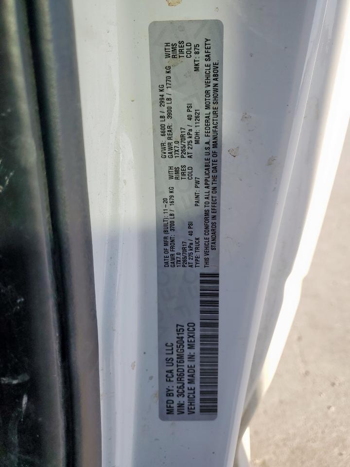 2021 Ram 1500 Classic Tradesman VIN: 3C6JR6DT6MG504157 Lot: 90906605