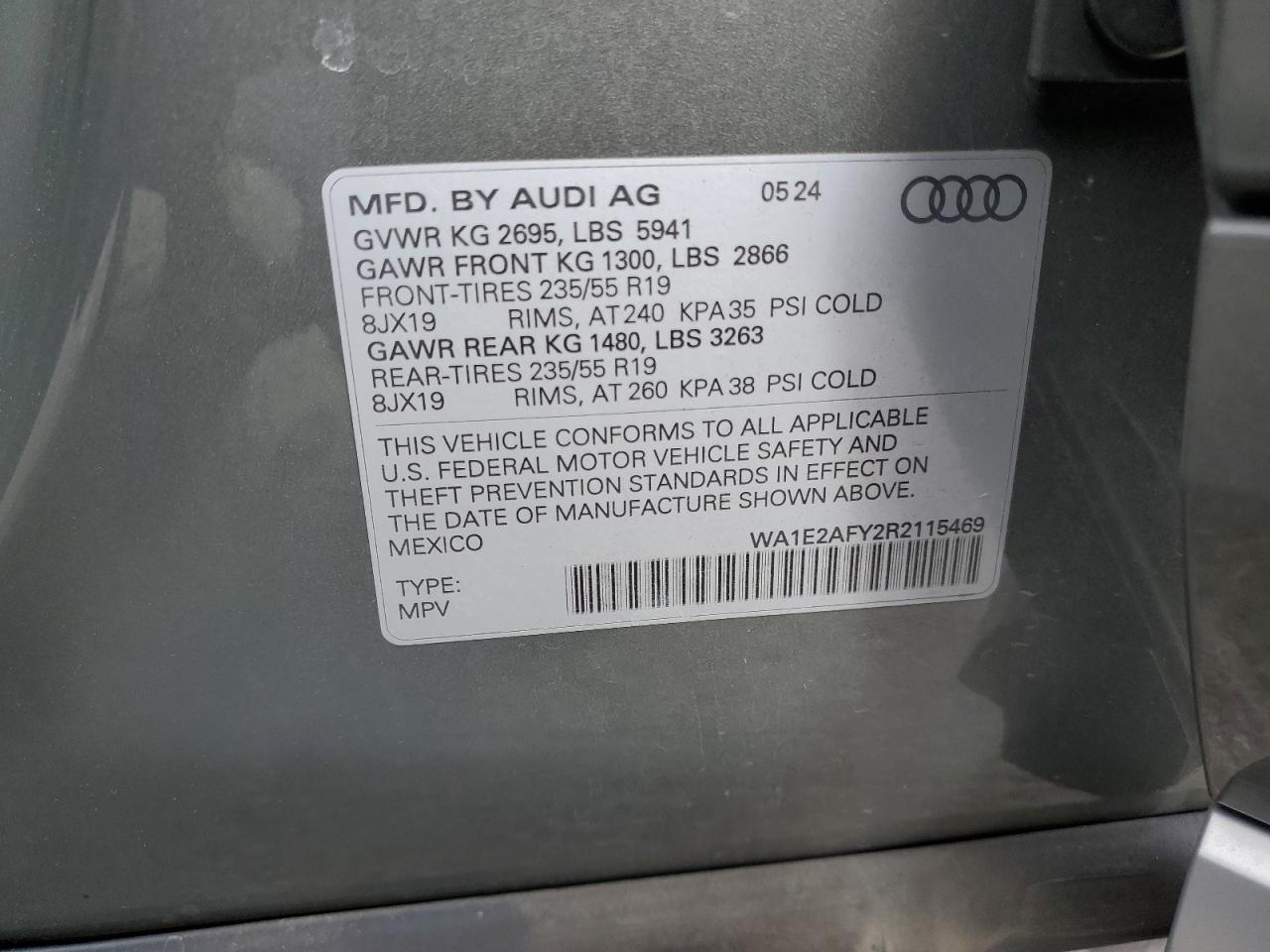 2024 Audi Q5 E Premium Plus 55 VIN: WA1E2AFY2R2115469 Lot: 86470885